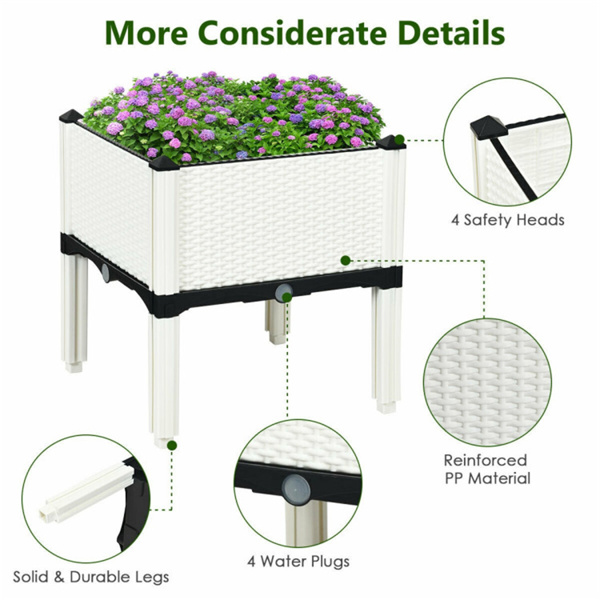 4PCS Elevated Planting Box White  ﻿