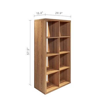 8-Cube Organizer Storage with Opened Back Shelves,2 X 4 Cube Bookcase Book Shleves for Home, Office ,Walnut Color