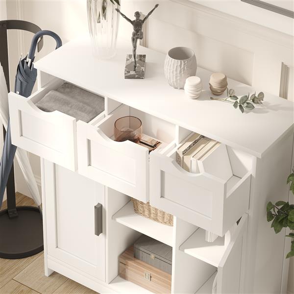 Storage Cabinets,Wooden Floor Cabinet,with Drawers and Shelves Storage Cabinets,Accent Cabinet for Living Room,Bedroom,Bathroom Furniture Home Decor(White) 