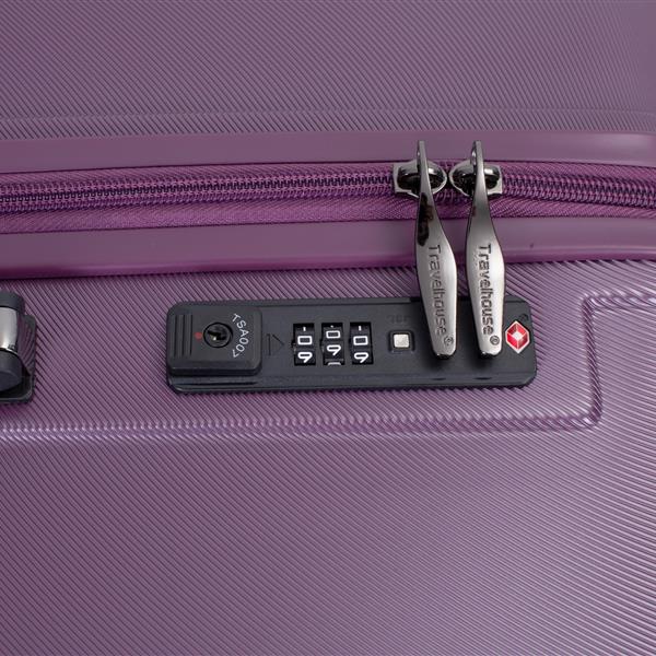 3 Piece Luggage Sets PC+ABS Lightweight Suitcase with Two Hooks, 360° Double Spinner Wheels, TSA Lock, (21/25/29) Dark Purple