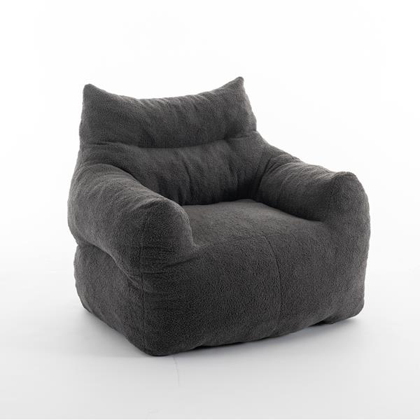 054-Large Size Teddy Fabric Bean Bag Chair Lazy Sofa Chair Sponge filling For Indoor,Dark Gray