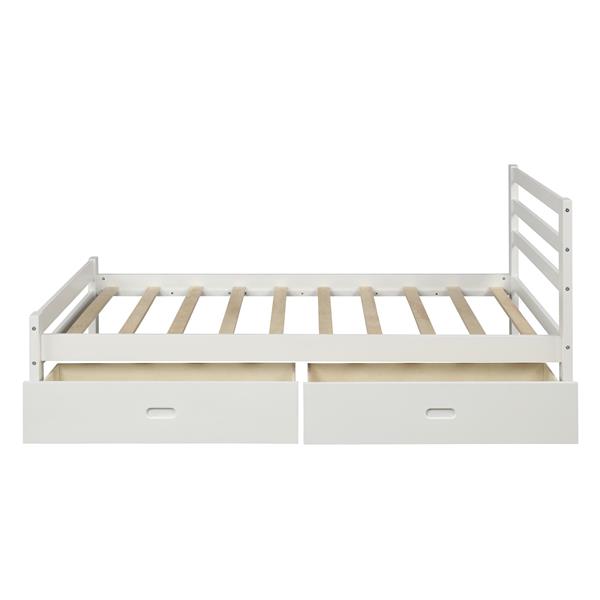 Wood platform bed with two drawers, twin (white)