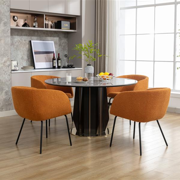 040-Boucle Fabric Dining Chair With Black Metal Legs Set Of 2,Ginger