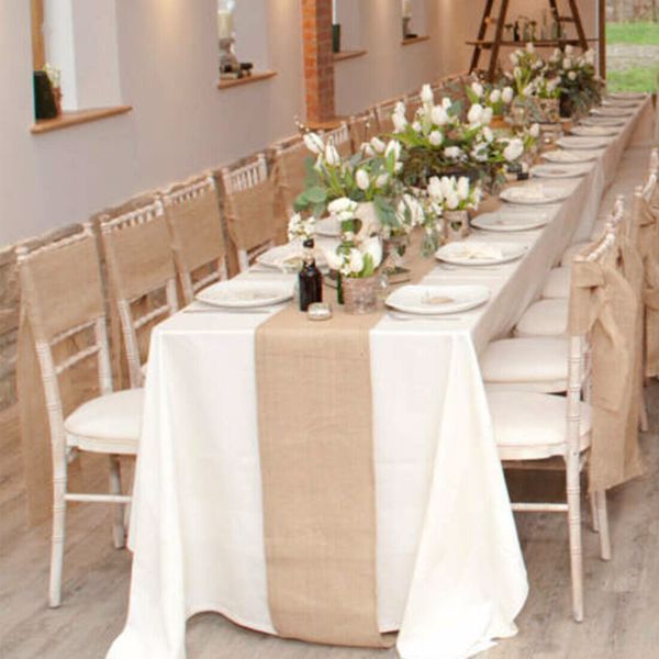 10Mx30CM Hessian Table Runners Hessian Roll Fabric Burlap Jute Rustic Wedding UK