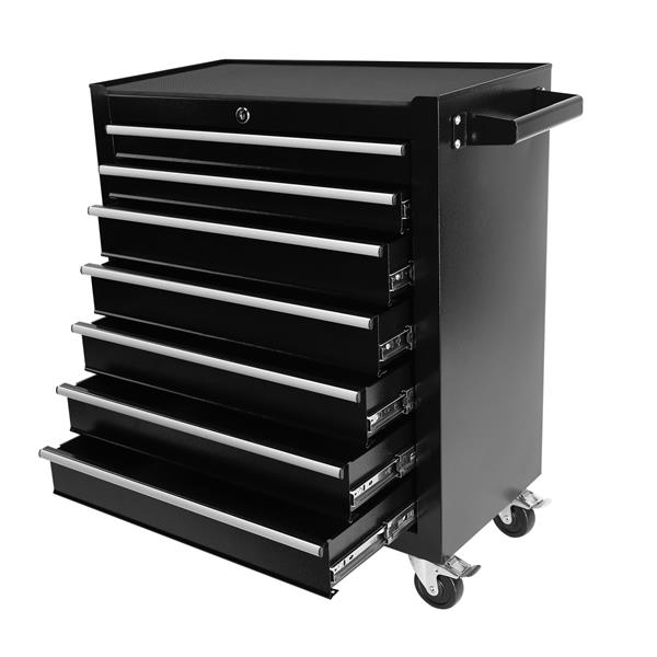 7 Drawers Rolling Tool Chest with Wheels, Portable Rolling Tool Box on Wheels, Tool Chest Organizer for Garage, Workshop, Home Crafts Use (BLACK)