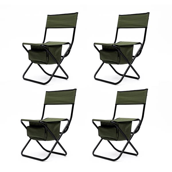 4-piece Folding Outdoor Chair with Storage Bag, Portable Chair for indoor, Outdoor Camping, Picnics and Fishing,Green