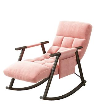 Casual folding rocking chair upholstered, lounge rocking chair adjustable high back and foot rest,side pockets placed in living room bedroom balcony