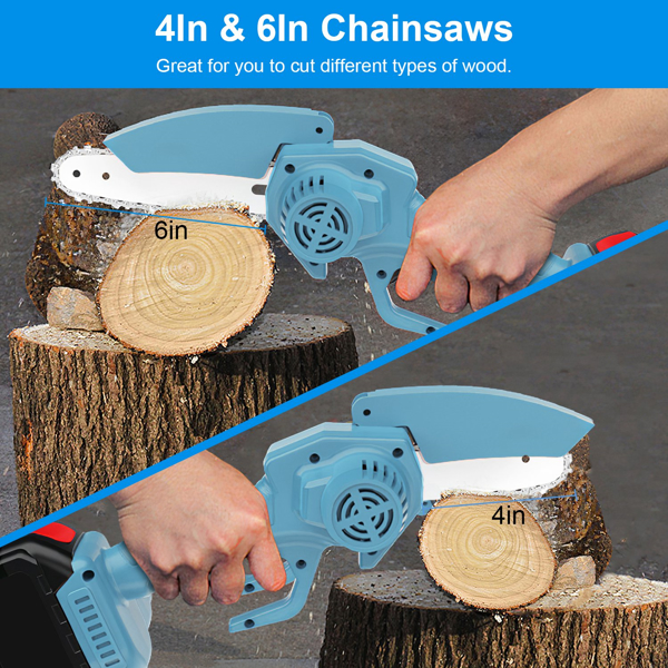 Mini 4In&6In Two Sizes Chainsaws Super Handheld Rechargeable Chain Saw With mini chain saw is an excellent tool Small Electric Chainsaws Battery Powered For Wood/Trees Cutting No shipments on weekend