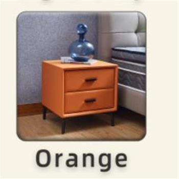 Modern Nightstand with 2 Drawers, Night Stand with PU Leather and Hardware Legs, End Table, Bedside Cabinet for Living Room/Bedroom (Orange)