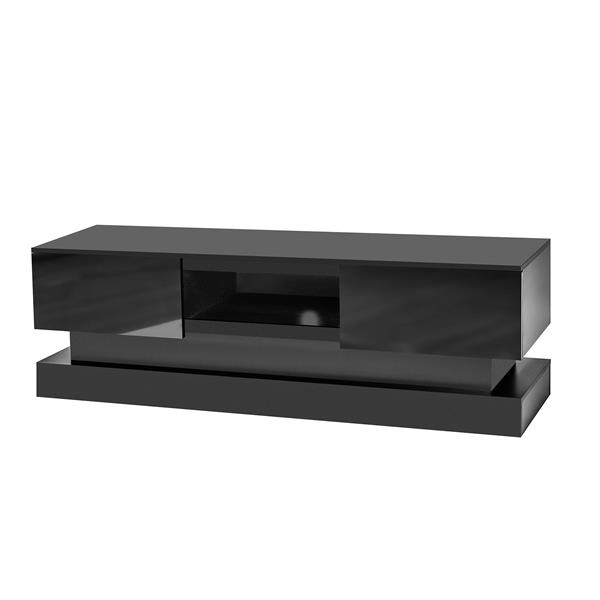 63inch BLACK morden TV Stand with LED Lights,high glossy front TV Cabinet,can be assembled in Lounge Room, Living Room or Bedroom,color:BLACK