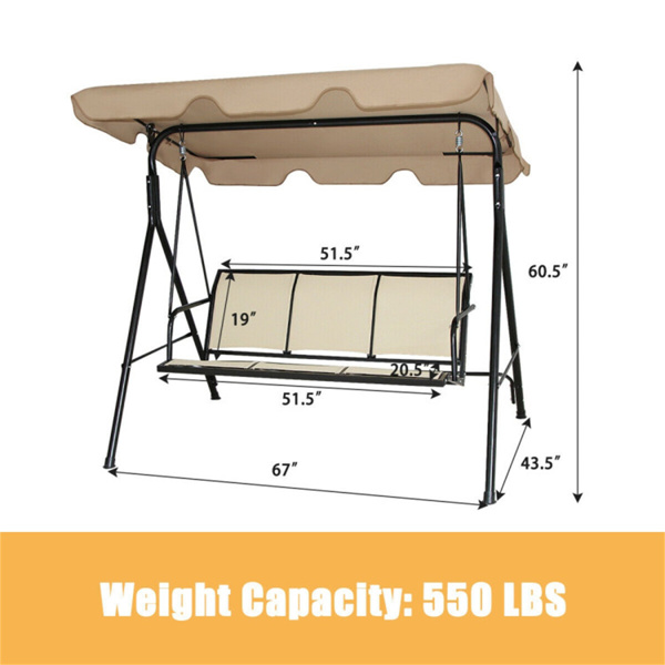 3-person garden swing Brown