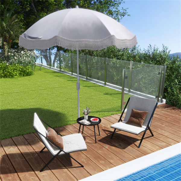 6.5-foot outdoor umbrella, elegant white 