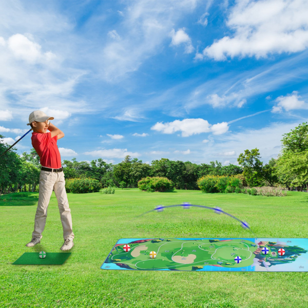 Golf Chipping Game,Golf Chipping Game Mat with Golf Mat, 20 Golf Balls, 6 Ground Stakes, Indoor Golf Game for Adults Kids, Golf Training Equipment, Golf Gifts Accessories for Men