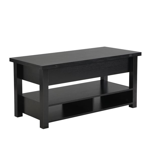 [VIDEO provided] Lift Top Coffee Table, Multi-Functional Coffee Table with Open Shelves, Modern Lift Tabletop Dining Table for Living Room, Home Office, Black