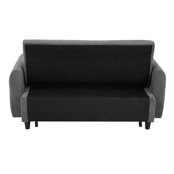 57.48" Pull-out Sofa Bed Convertible Couch 2 Seat Loveseat Sofa Modern Sleeper Sofa with Two Throw Pillows and USB Ports for Living Room, Dark Grey