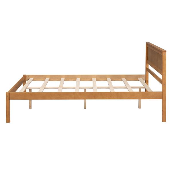 Platform Bed Frame with Headboard, Wood Slat Support, No Box Spring Needed, Full, Oak