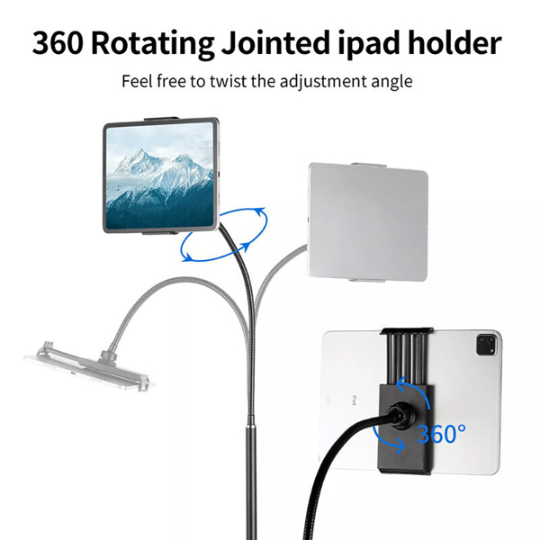 Tripod Floor Stand Holder-Adjustable Gooseneck For iPad iPhone Tablet Universal