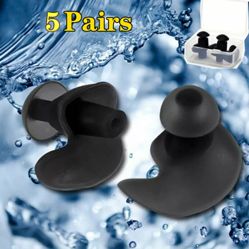 5 Pairs Soft Silicone Ear Plugs for Swimming Sleeping Anti Snore with Case UK