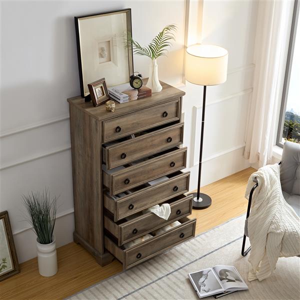 Modern 6 Drawer Dresser, Dressers for Bedroom, Tall Chest of Drawers Closet Organizers & Storage Clothes - Easy Pull Handle, Textured Borders Living Room, Hallway,L 29.53''*W15.75''*H48.03''