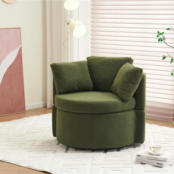 Fabric Swivel And Storage Chair With Back Cushion For Living Room,Green