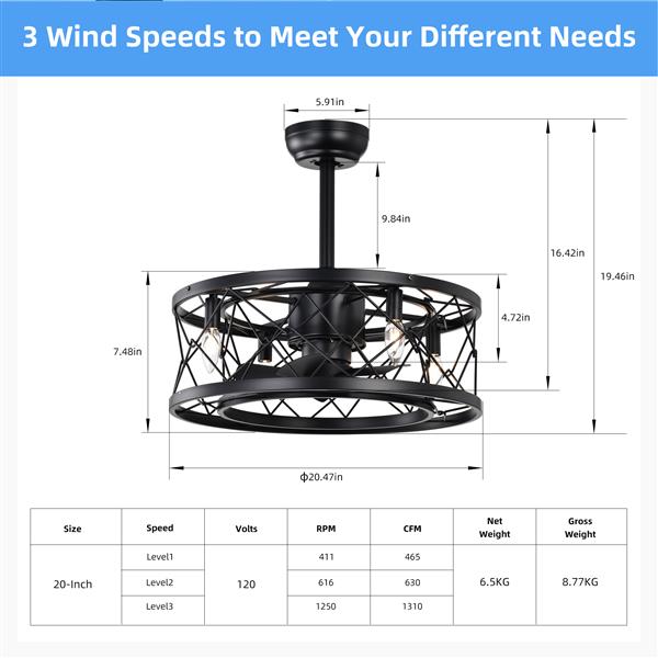 Ceiling fan AC motor low noise small ceiling fan Modern Enclosed Reversible Motor Ceiling Fan For Farmhouse, Bedroom Living Room   bedroom