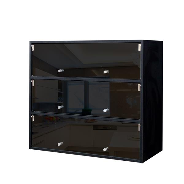 Black Glass Door Shoe Box Shoe Storage Cabinet  With RGB Led Light