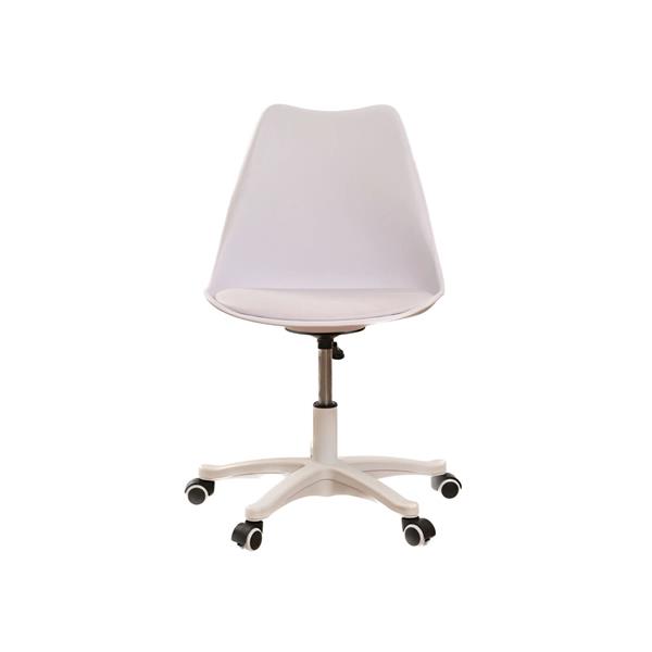 Armless Office Chair,Ergonomic Small Computer Desk Chair with Wheels,Adjustable Rolling Chair, Support Swivel Task Chair for Small Spaces living room,bedroom(White)