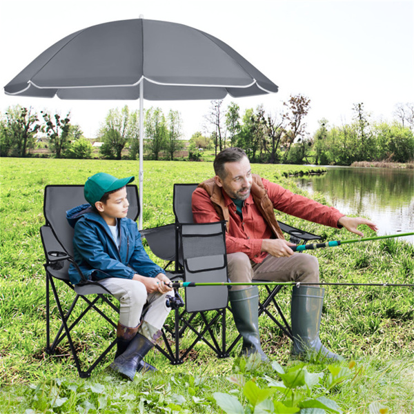 Outdoor camping chair with umbrella