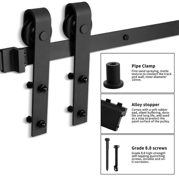 6.6FT Sliding Wood Barn Door Track System Kit Hardware Set Stainless Steel