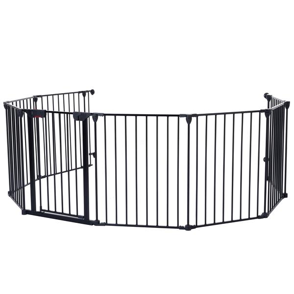 200" Adjustable Safety Gate 8 Panels Play Yard Metal Doorways Fireplace Fence Christmas Tree Fence Gate for House Stairs Gate prohibited area fence