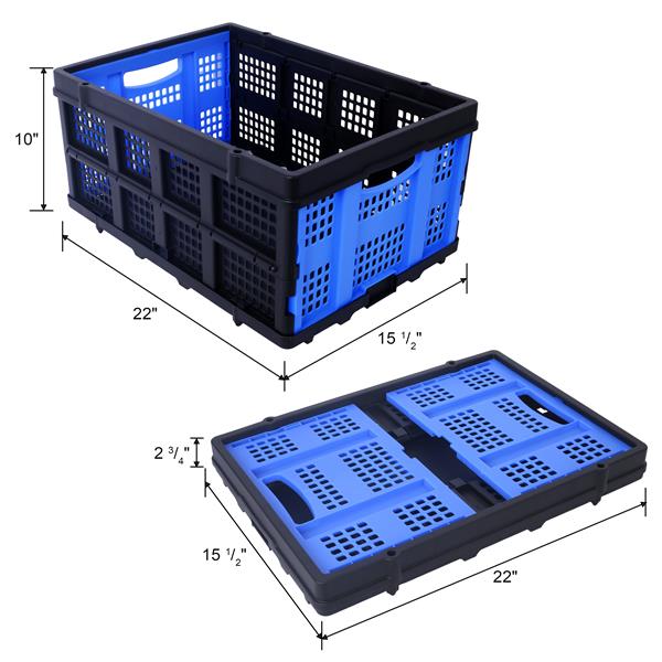 Collapsible Utility Cart Multi Use Functional Collapsible Shopping Carts 2-Tier Collapsible Shopping Cart with Baskets Carrito para Supermercado con Ruedas  blue