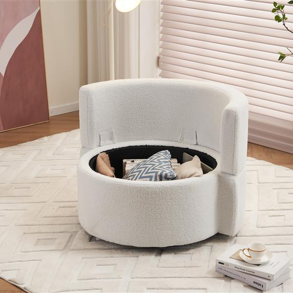 Fabric Swivel And Storage Chair With Back Cushion For Living Room,Ivory