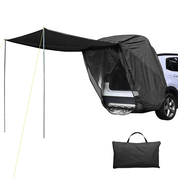  SUV Tailgate Tent with Three Sides Awning Shade, Car Roof Canopy and Poles, Water Resistant Camping Tent, Outdoor Travel Preferred, Universal Fit Most SUV