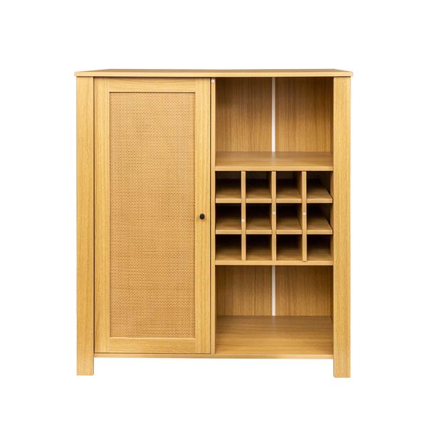 Storage Cabinet, Rattan Cabinet with 2 Adjustable Shelves,Sideboard Buffet Cabinet, wine cabinet,Coffee Bar Cabinet for Living Room