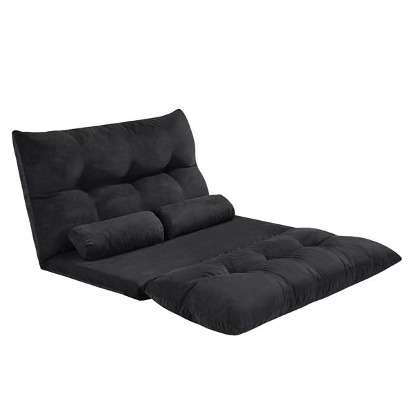 Lazy Sofa Adjustable Folding Futon Sofa Video Gaming Sofa with Two Pillows