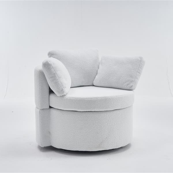 Fabric Swivel And Storage Chair With Back Cushion For Living Room,Ivory