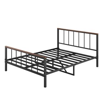 Metal Platform Bed frame with Headboard and Footboard,Sturdy Metal Frame,No Box Spring Needed(Queen)