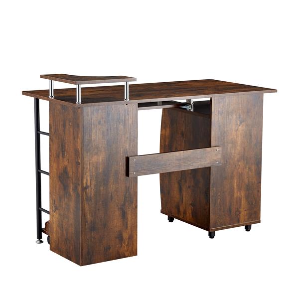 D&N solid wood computer Desk,office table with PC droller, storage shelves and file cabinet , two drawers, Ctray,a shelf used for planting, single , HPS, 47.24''L 21.65''W 34.35''H