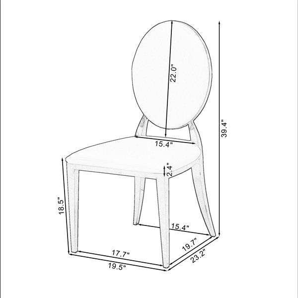 Leatherette Dining Chair Set of 2, Oval Backrest Design and Stainless Steel Legs