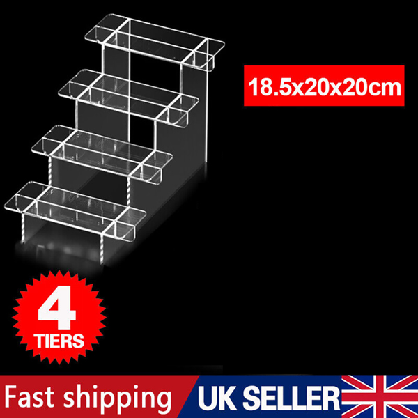 4 Tier Acrylic-Display Stands Clear Perspex Retail Shop Tier Nail Varnish Risers