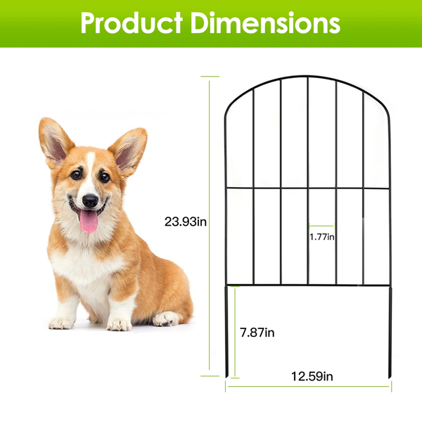 Decorative Garden Fence Fencing 10 Pack, 12.59” Width 23.93” Length Rustproof Metal Wire Panel Border Animal Barrier for Flower Edging for Yard Landscape Patio Outdoor Decor（No shipments on weekends）