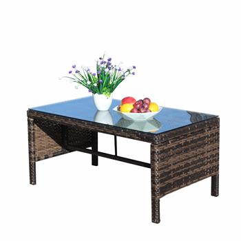 Outdoor patio Furniture 1 Coffee Table with clear tempered glass