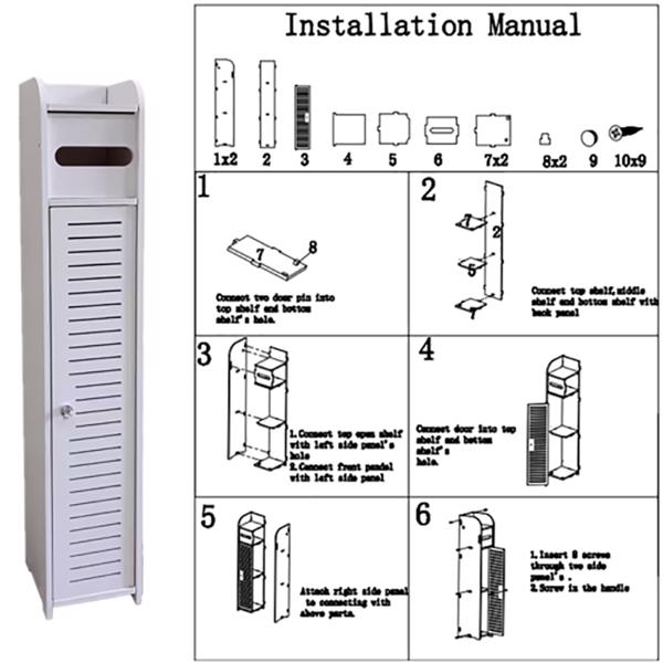 Wooden White Free Standing Toilet Paper Roll Holder Bathroom Storage Cabinet UK