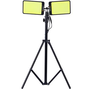 LED Work Light with Stand, 11200 Lumen Dual-Head Tripod Lights Construction, Outdoor Construction Light Stand Portable stand work light with Remote, Waterproof Versatility Light for Jobsite Backyard