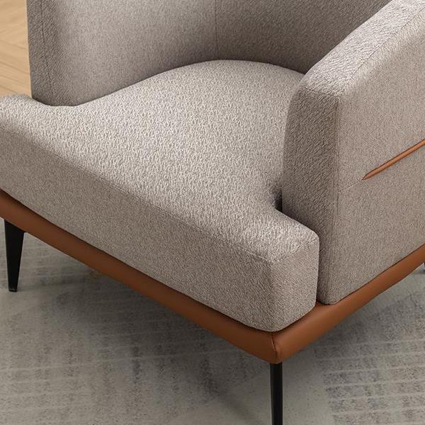 Modern Two-tone Barrel Fabric Chair, Upholstered Round Armchair for Living Room Bedroom Reading Room, Burnt Orange