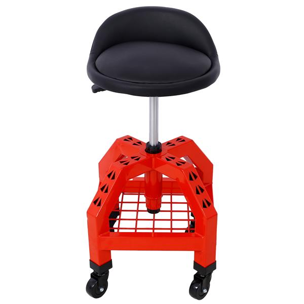 Pneumatic 360 Degree Swivel Stool, Mechanics Rolling Creeper Seat, Heavy Duty Rolling Mechanics Stool, Shop Stool with Casters red