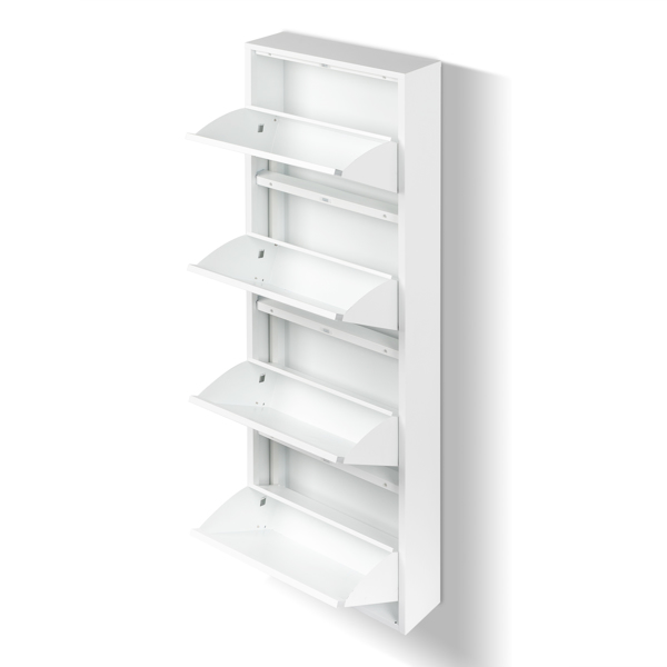 4 Drawer Shoe Cabinet, 4Tier Shoe Rack Storage Organizer, White Color