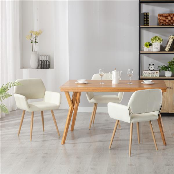 Hengming Small Modern Living Dining Room Chairs Fabric Mid-Century Upholstered Side Seat Club Guest with Metal Legs Legs (Beige)1pcs/ctn.