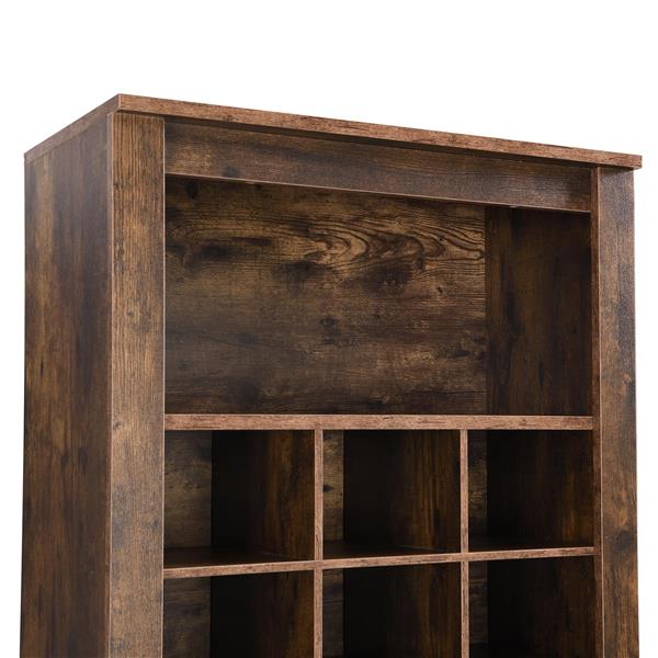 Stylish Design 30 Shoe Cubby Console, Contemporary Shoe Cabinet with Multiple Storage Capacity, Free Standing Tall Cabinet with Versatile Use for Hallway,  Bedroom, Rustic Brown