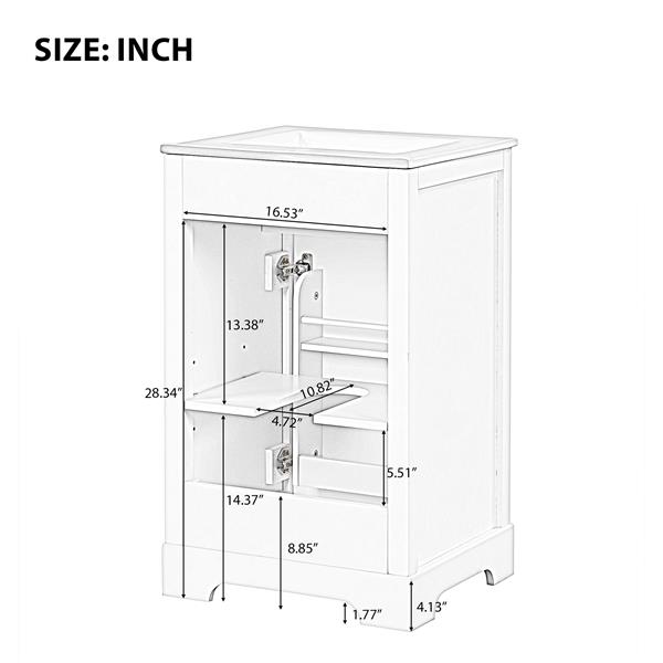 20" Bathroom Vanity with Sink, Bathroom Cabinet with Soft Closing Door, Storage Rack and Adjustable Shelve, White